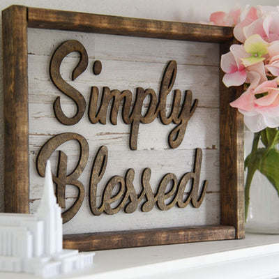 12.5" X 11" Simply Blessed Sign - Tiny 3D Temples